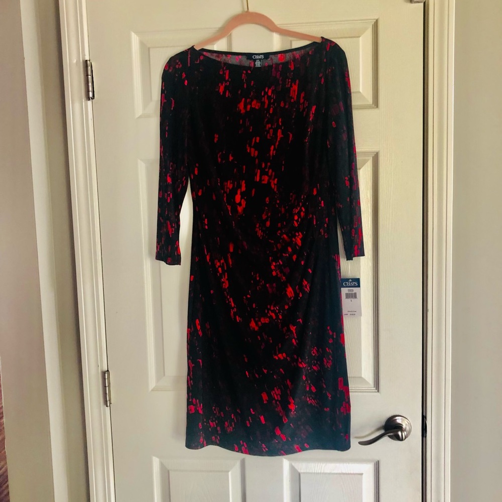 Ralph Lauren Chaps Red and Black Dress Size Large